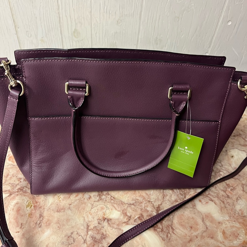 kate spade Plum Purple Leather Satchel with Gold Hardware